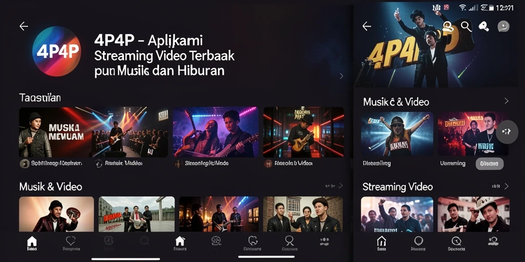 Antarmuka aplikasi 4P4P dengan fitur Streaming Video yang intuitif.