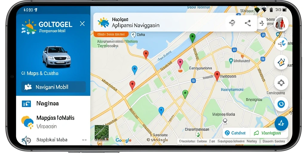 Antarmuka GOLTOGEL menampilkan rute navigasi yang jelas dan informatif.