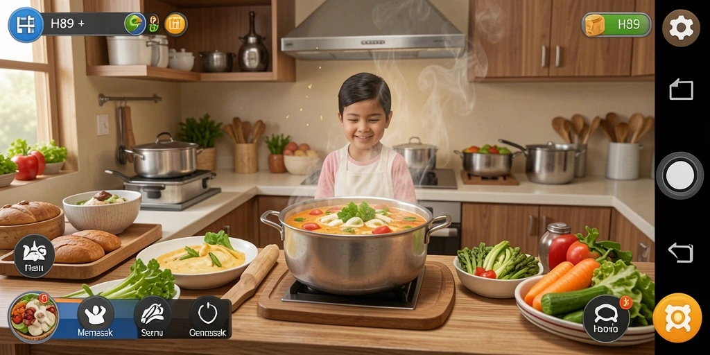 Tampilan antarmuka gameplay H89 dengan berbagai pilihan masakan.