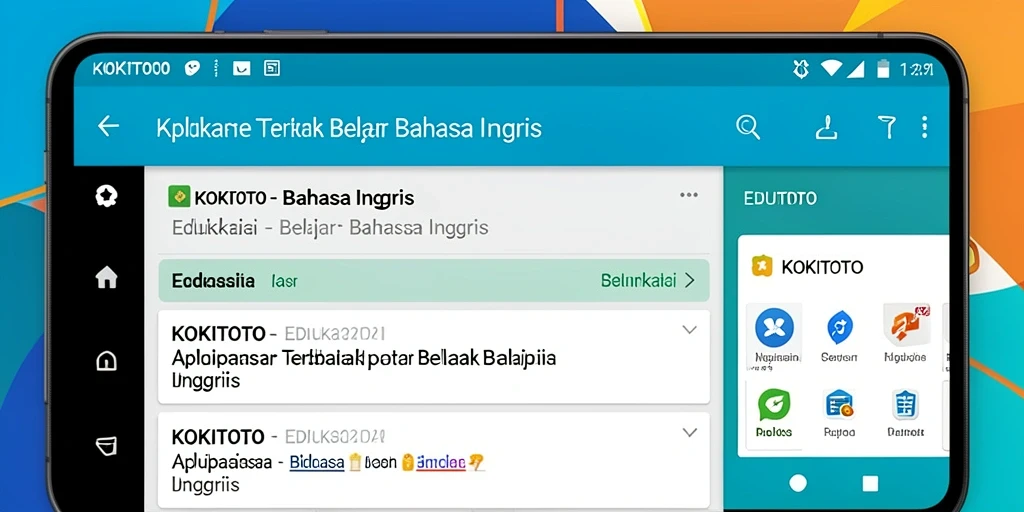 Tampilan antarmuka KOKITOTO untuk belajar Bahasa Inggris yang interaktif.